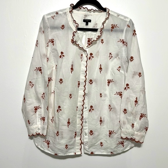 Talbots Lp embroidered leaf long sleeve blouse​​​​​ - Picture 1 of 3